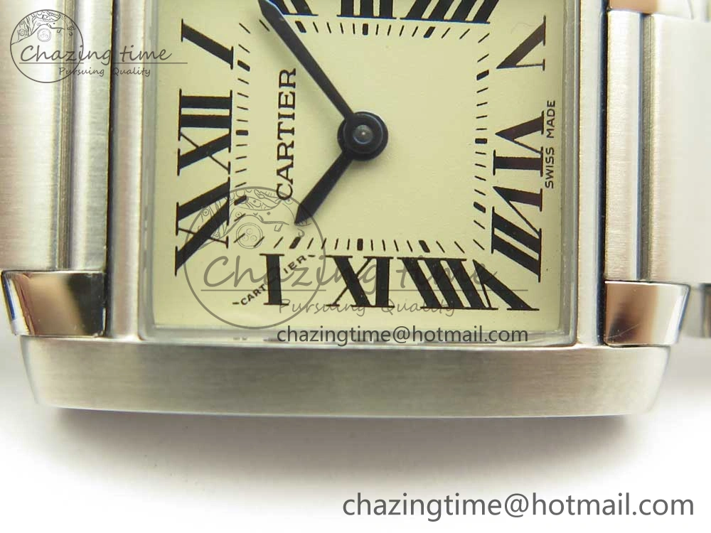 Tank Francaise Ladies 25mm SS 8848F 1:1 Best Edition White Dial on SS Bracelet Ronda Quartz