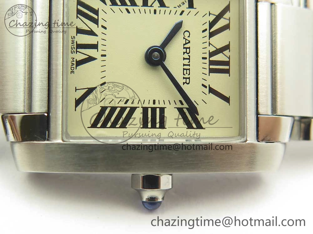 Tank Francaise Ladies 25mm SS 8848F 1:1 Best Edition White Dial on SS Bracelet Ronda Quartz