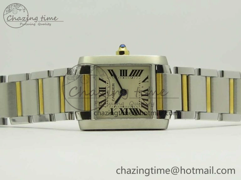 Tank Francaise Ladies 25mm SS YG 8848F 1:1 Best Edition Ivory Dial on SS YG Bracelet Ronda Quartz