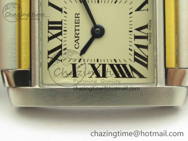 Tank Francaise Ladies 25mm SS YG 8848F 1:1 Best Edition Ivory Dial on SS YG Bracelet Ronda Quartz