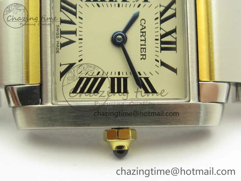 Tank Francaise Ladies 25mm SS YG 8848F 1:1 Best Edition Ivory Dial on SS YG Bracelet Ronda Quartz