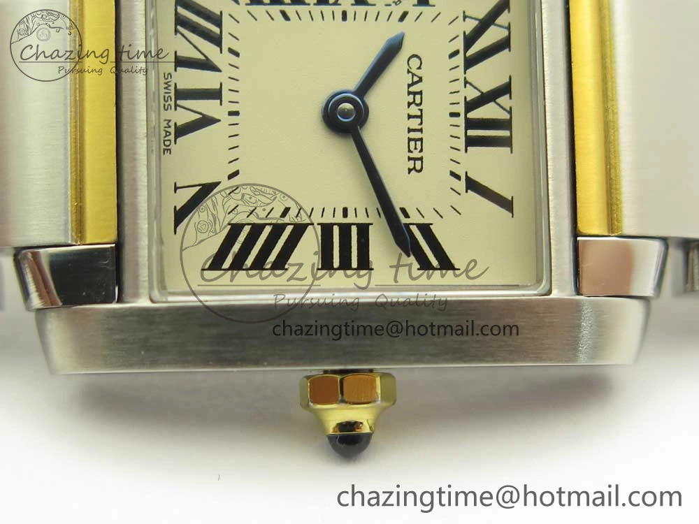 Tank Francaise Ladies 25mm SS YG 8848F 1:1 Best Edition Ivory Dial on SS YG Bracelet Ronda Quartz