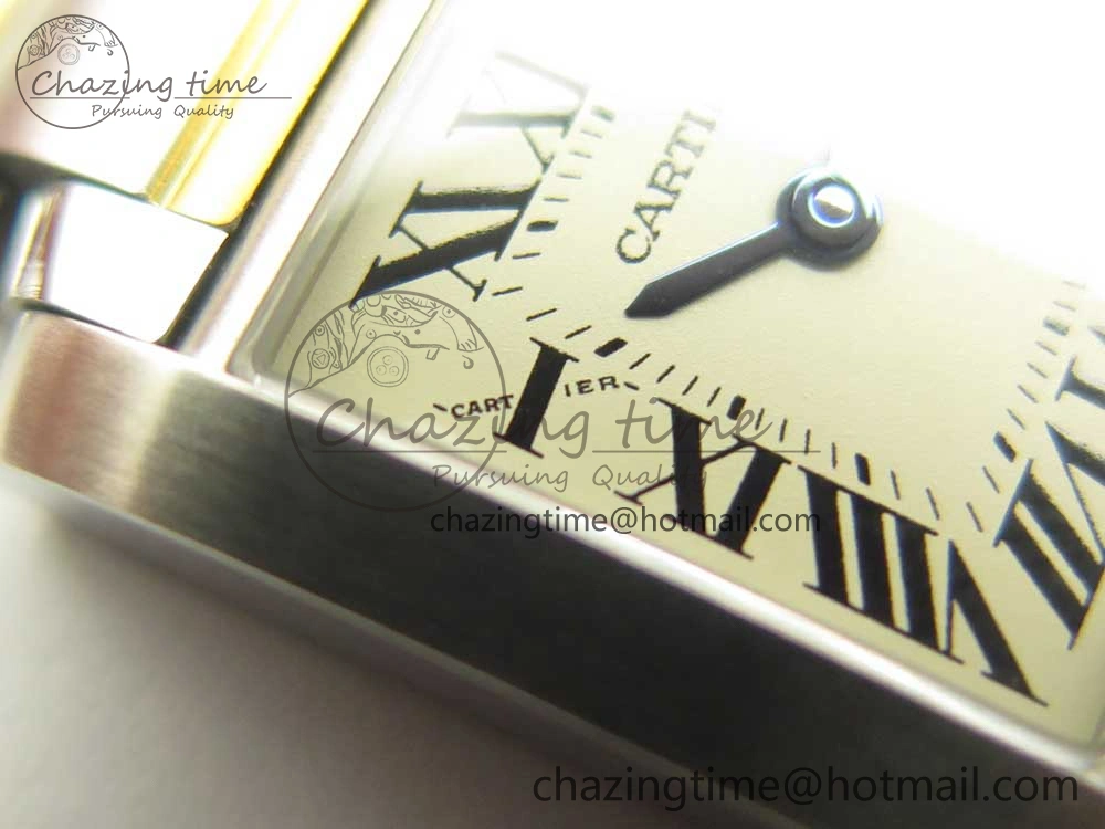 Tank Francaise Ladies 25mm SS YG 8848F 1:1 Best Edition Ivory Dial on SS YG Bracelet Ronda Quartz