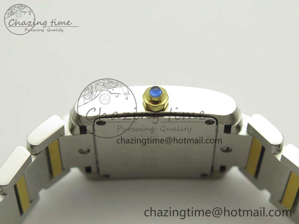 Tank Francaise Ladies 25mm SS YG 8848F 1:1 Best Edition Ivory Dial on SS YG Bracelet Ronda Quartz
