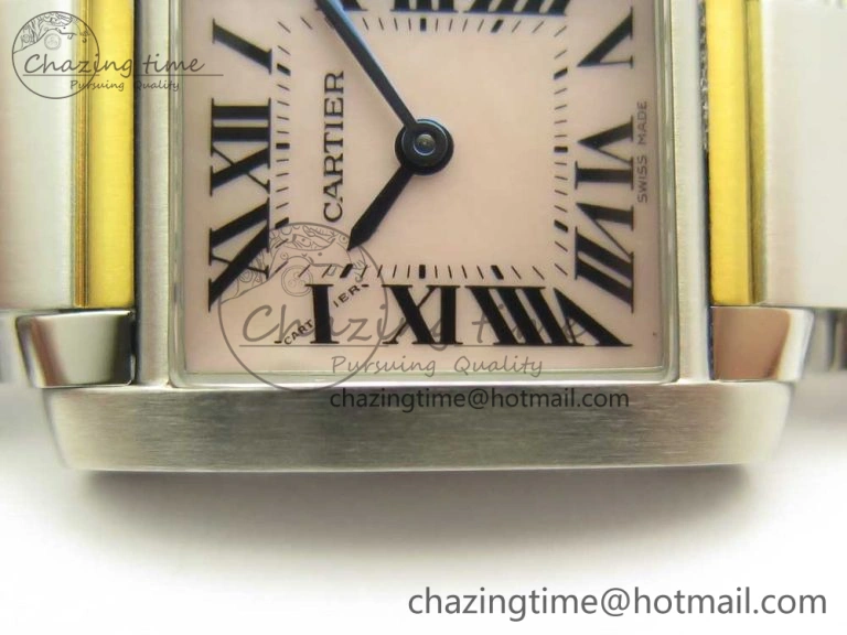 Tank Francaise Ladies 25mm SS YG 8848F 1:1 Best Edition Pink Dial on SS YG Bracelet Ronda Quartz