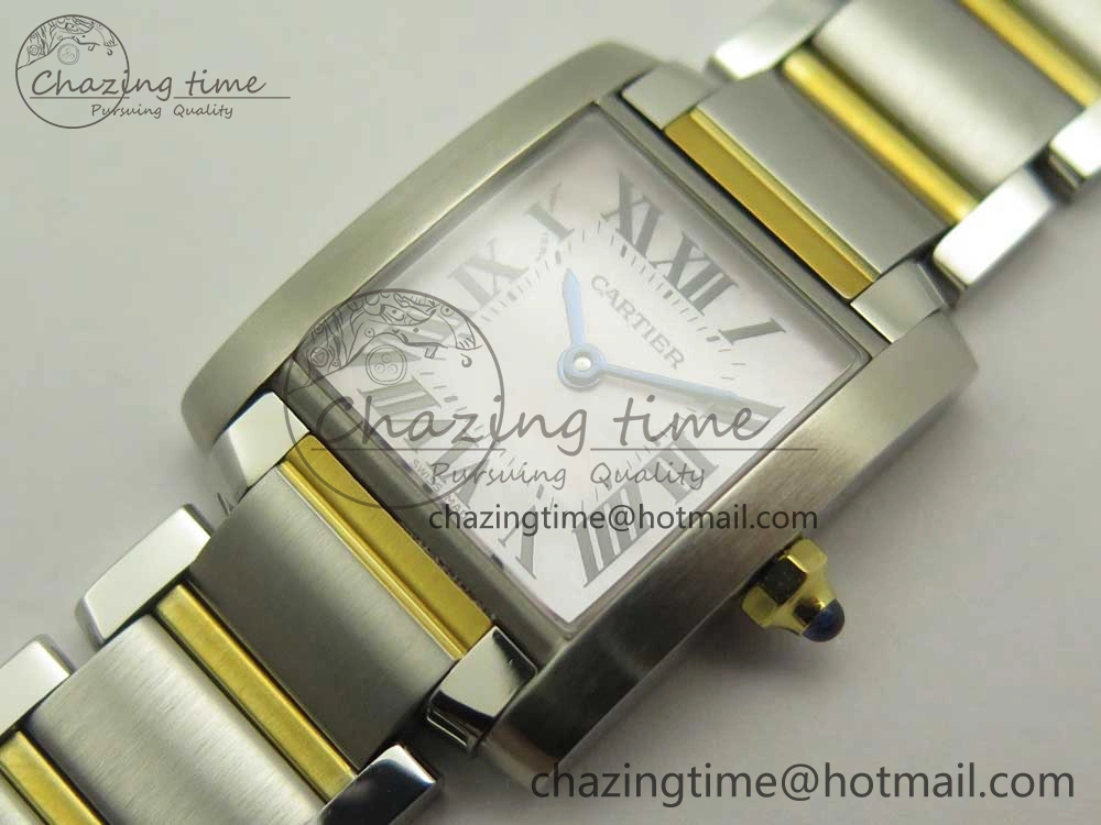 Tank Francaise Ladies 25mm SS YG 8848F 1:1 Best Edition Pink Dial on SS YG Bracelet Ronda Quartz