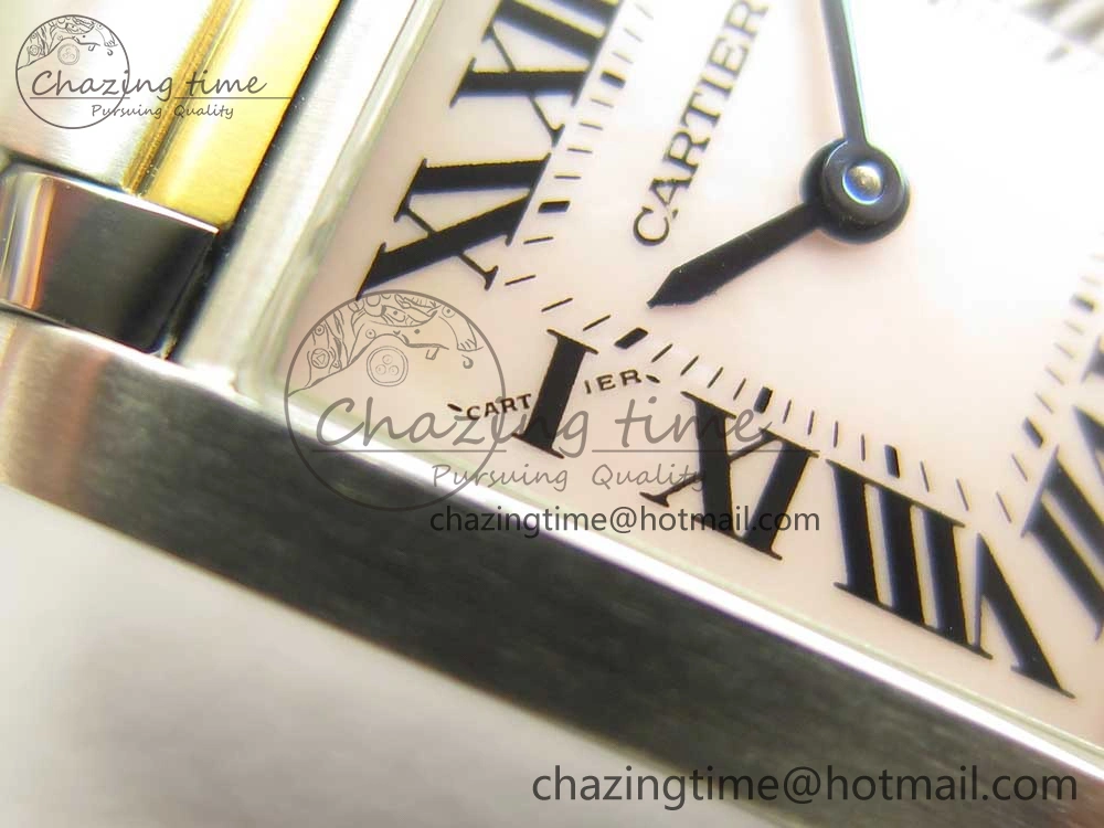 Tank Francaise Ladies 25mm SS YG 8848F 1:1 Best Edition Pink Dial on SS YG Bracelet Ronda Quartz