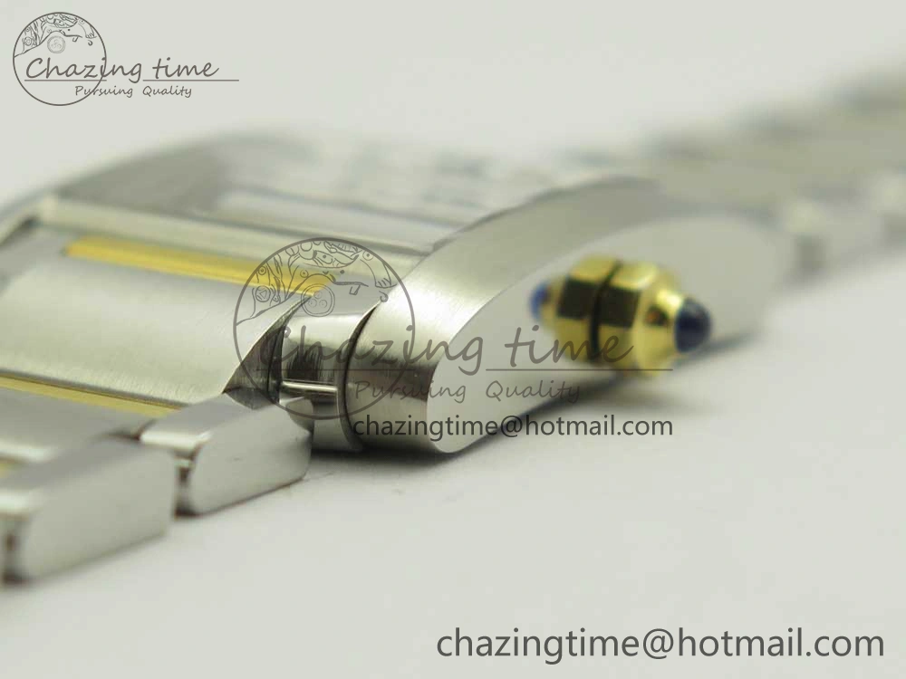 Tank Francaise Ladies 25mm SS YG 8848F 1:1 Best Edition White Diamond Dial on SS YG Bracelet Ronda Quartz
