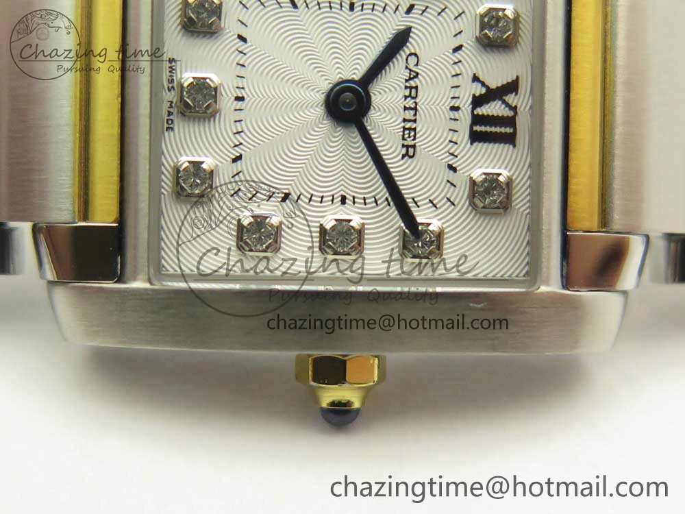 Tank Francaise Ladies 25mm SS YG 8848F 1:1 Best Edition White Diamond Dial on SS YG Bracelet Ronda Quartz