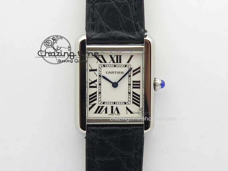 Tank Ladies 25mm SS GF 1:1 Best Edition White Dial On Black Croc Leather Ronda Quartz