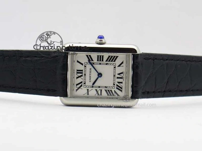 Tank Ladies 25mm SS GF 1:1 Best Edition White Dial On Black Croc Leather Ronda Quartz