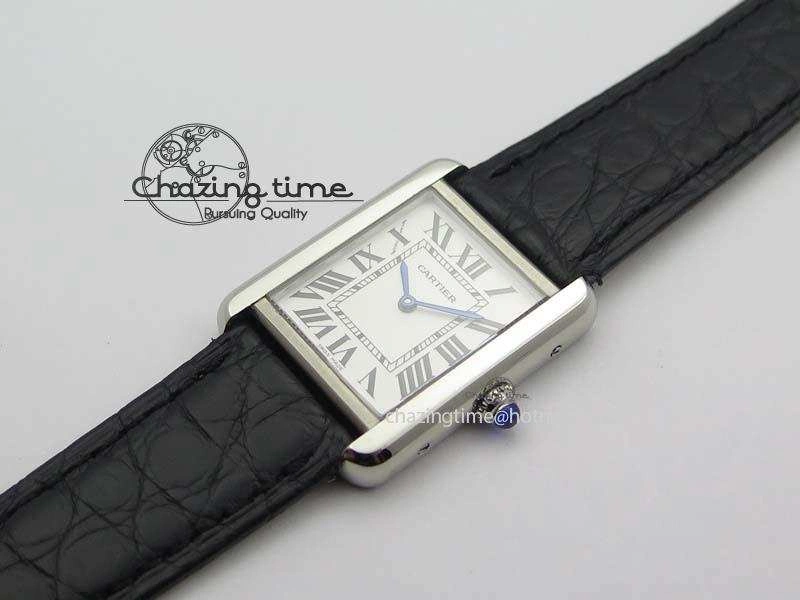 Tank Ladies 25mm SS GF 1:1 Best Edition White Dial On Black Croc Leather Ronda Quartz