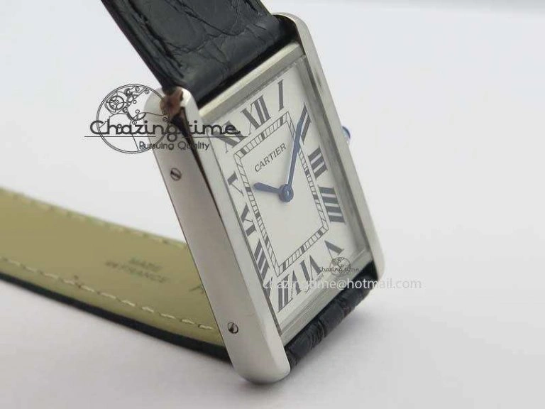 Tank Ladies 28mm SS GF 1:1 Best Edition White Dial On Black Croc Leather Ronda Quartz