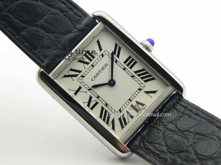 Tank Ladies 28mm SS GF 1:1 Best Edition White Dial On Black Croc Leather Ronda Quartz