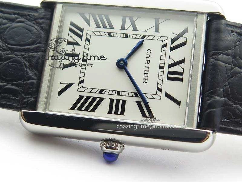 Tank Ladies 28mm SS GF 1:1 Best Edition White Dial On Black Croc Leather Ronda Quartz