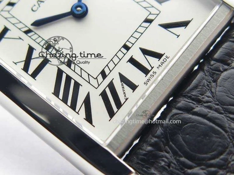 Tank Ladies 28mm SS GF 1:1 Best Edition White Dial On Black Croc Leather Ronda Quartz