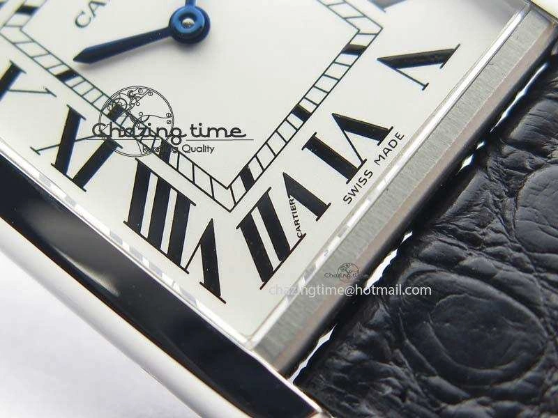 Tank Ladies 28mm SS GF 1:1 Best Edition White Dial On Black Croc Leather Ronda Quartz