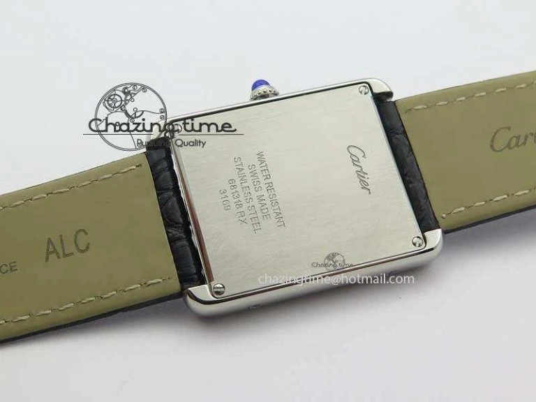 Tank Ladies 28mm SS GF 1:1 Best Edition White Dial On Black Croc Leather Ronda Quartz