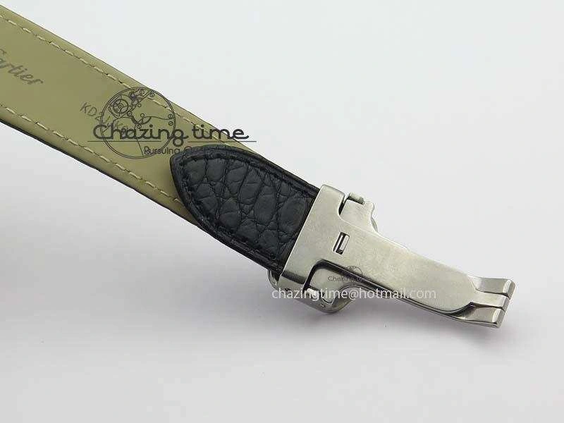 Tank Ladies 28mm SS GF 1:1 Best Edition White Dial On Black Croc Leather Ronda Quartz
