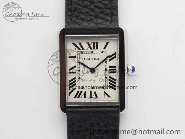 Tank Ladies W5200002 28mm SS GF 1:1 Best Edition White Dial On Black Leather Strap Ronda Quartz