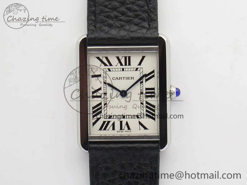 Tank Ladies W5200002 28mm SS GF 1:1 Best Edition White Dial On Black Leather Strap Ronda Quartz