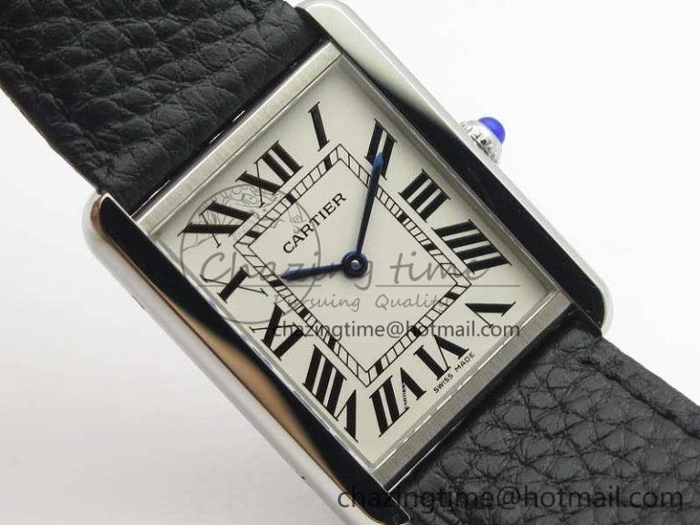 Tank Ladies W5200002 28mm SS GF 1:1 Best Edition White Dial On Black Leather Strap Ronda Quartz