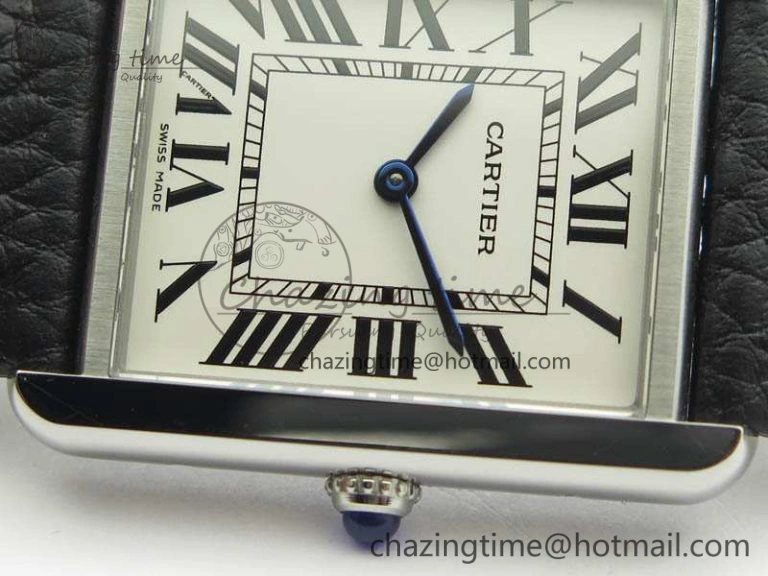 Tank Ladies W5200002 28mm SS GF 1:1 Best Edition White Dial On Black Leather Strap Ronda Quartz