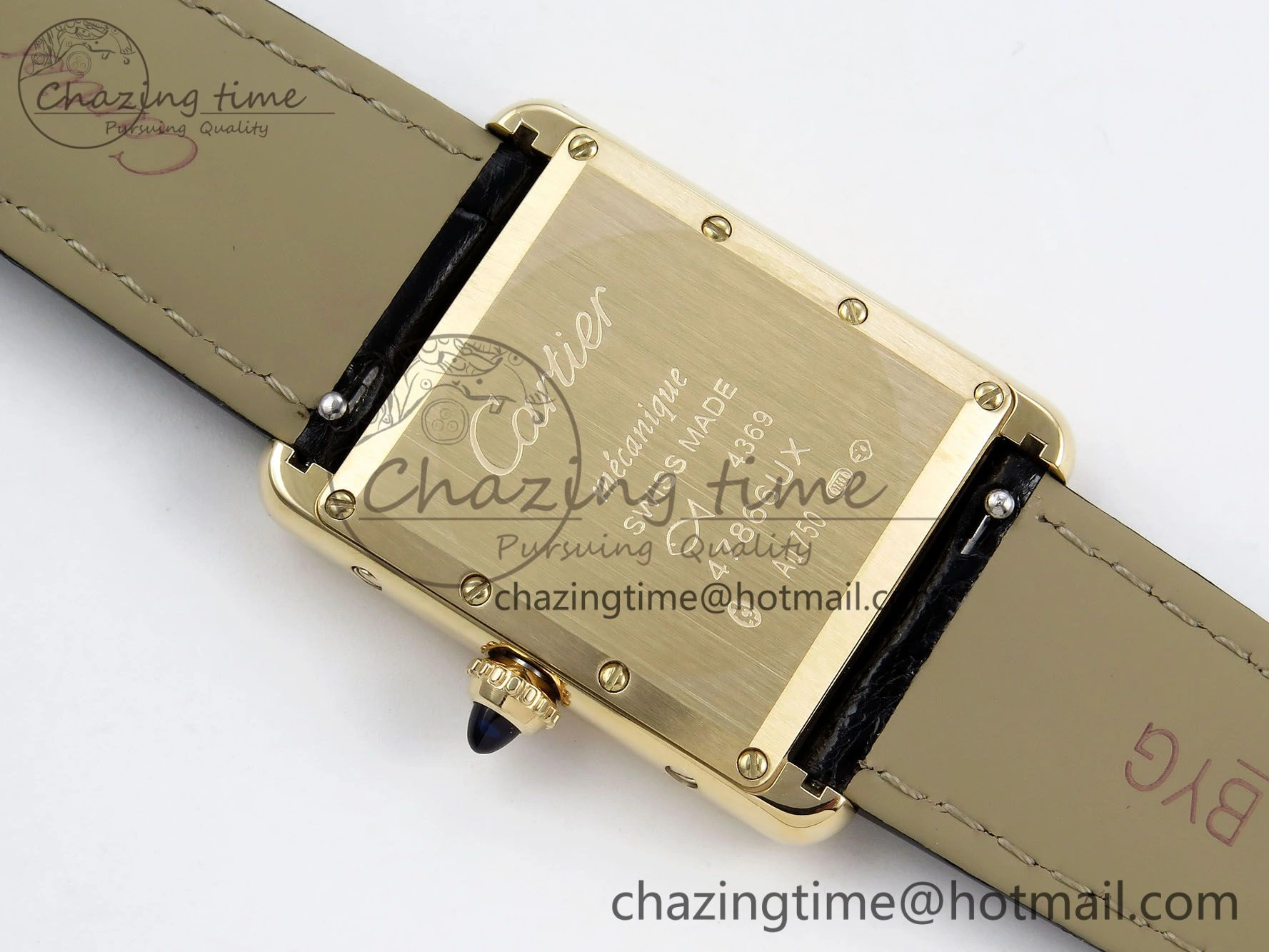Tank Louis Cartier Large YG 33.7mm DRF 1:1 Best Edition Black Dial on Black Leather Strap Swiss Quartz