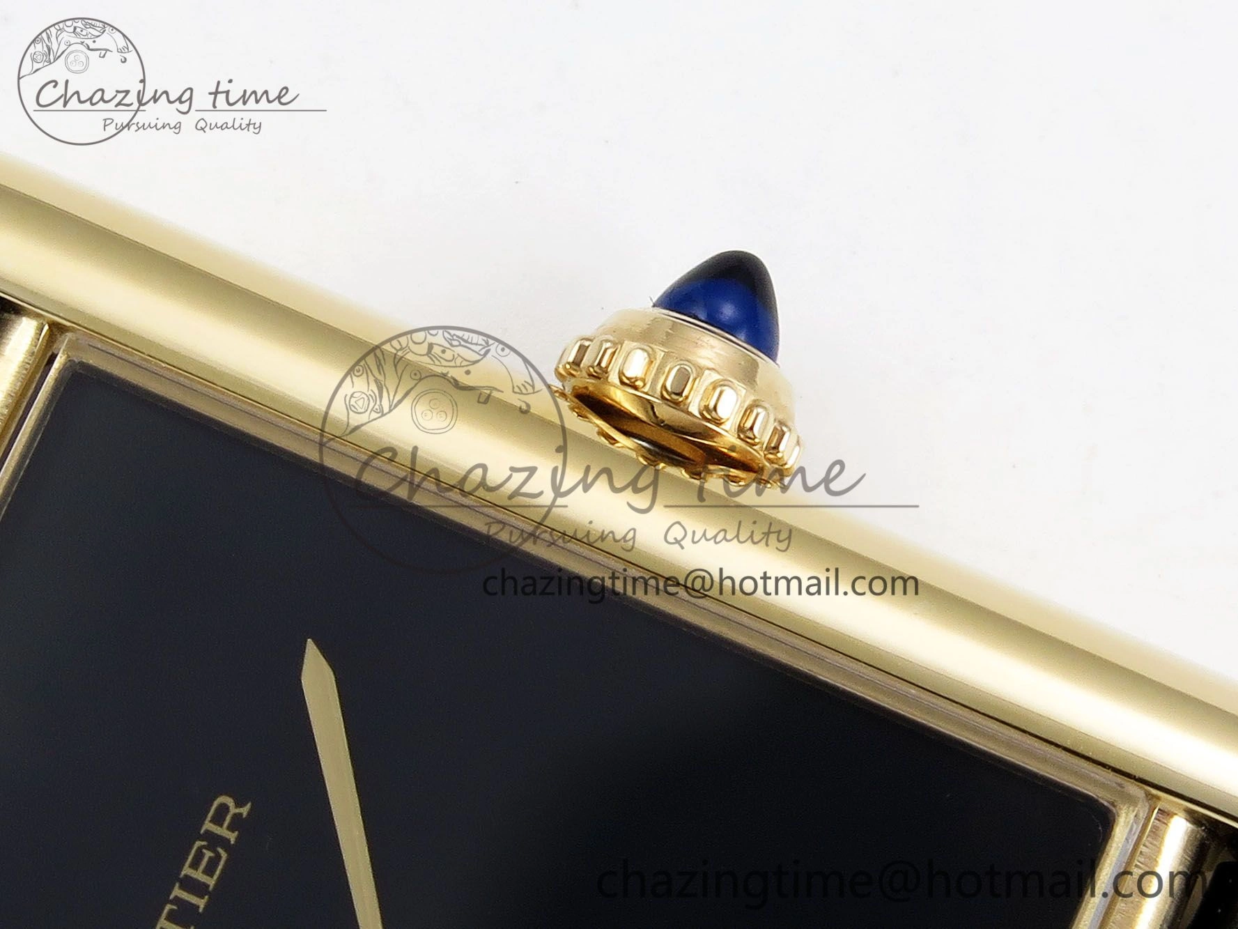 Tank Louis Cartier Large YG 33.7mm DRF 1:1 Best Edition Black Dial on Black Leather Strap Swiss Quartz