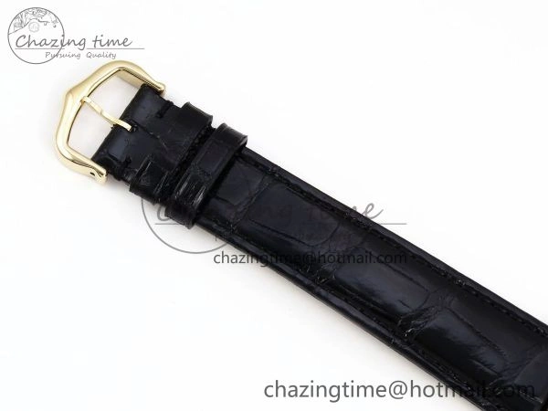 Tank Louis Cartier Large YG 33.7mm DRF 1:1 Best Edition Black Dial on Black Leather Strap Swiss Quartz