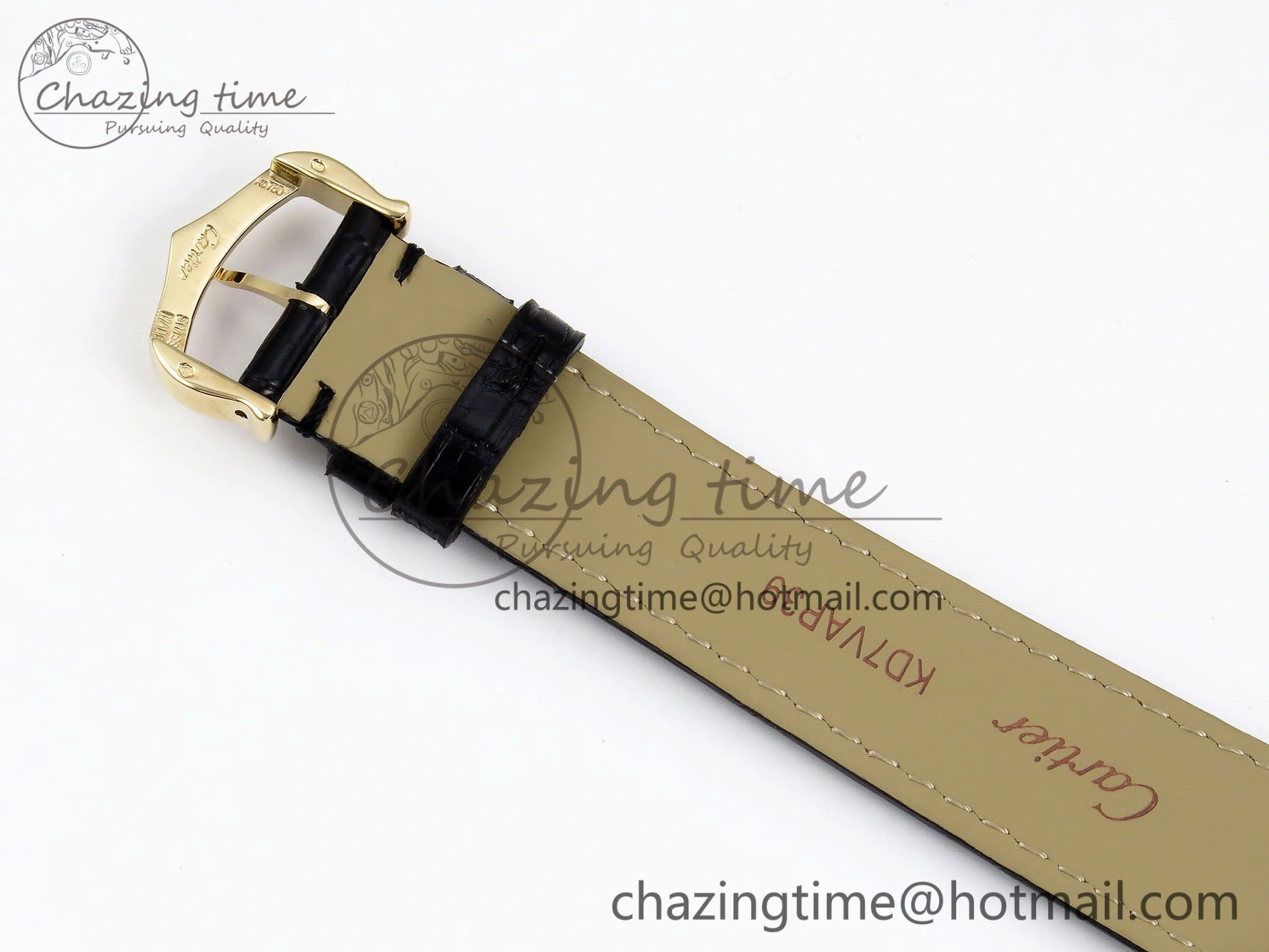 Tank Louis Cartier Large YG 33.7mm DRF 1:1 Best Edition Black Dial on Black Leather Strap Swiss Quartz