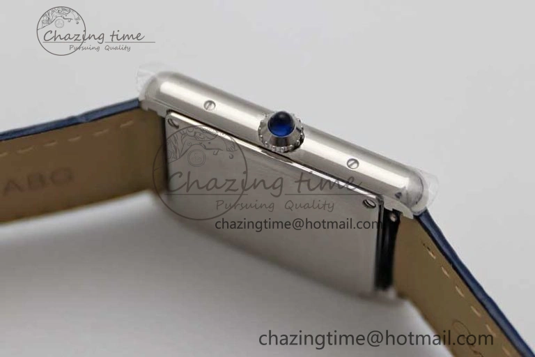 Tank Louis Ladies 25mm SS K11F 1:1 Best Edition Blue Dial on Croco Leather Strap Ronda Quartz