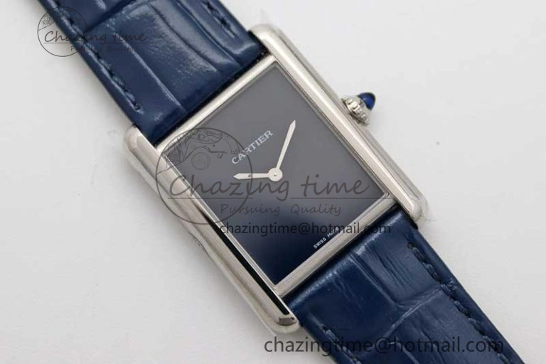 Tank Louis Ladies 25mm SS K11F 1:1 Best Edition Blue Dial on Croco Leather Strap Ronda Quartz
