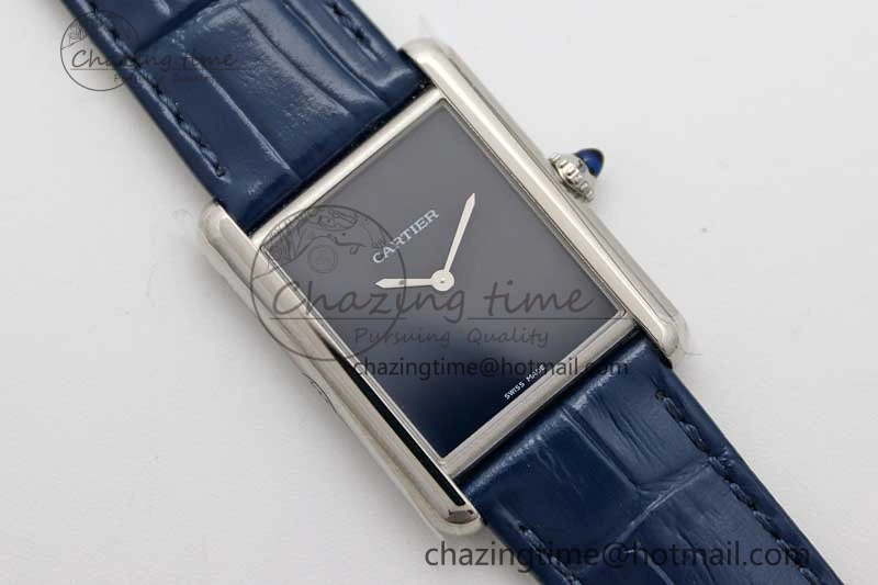 Tank Louis Ladies 25mm SS K11F 1:1 Best Edition Blue Dial on Croco Leather Strap Ronda Quartz