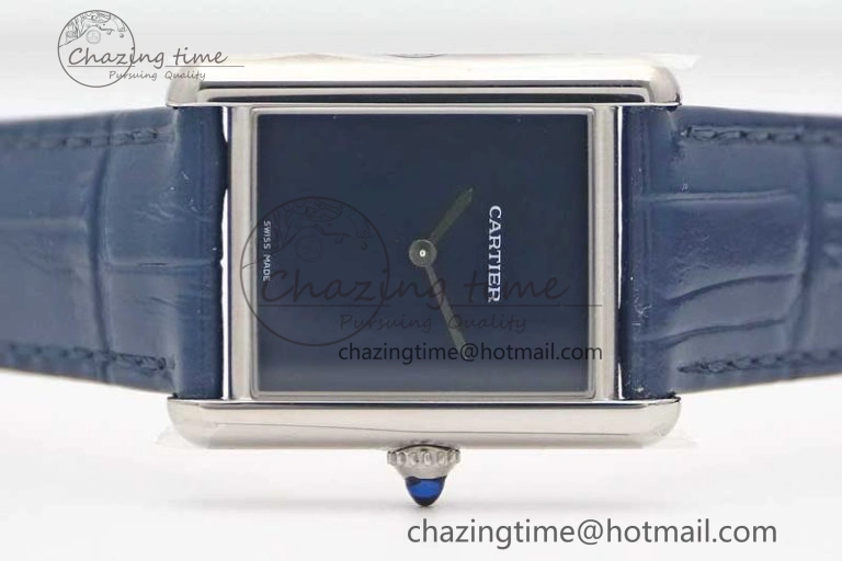 Tank Louis Ladies 25mm SS K11F 1:1 Best Edition Blue Dial on Croco Leather Strap Ronda Quartz