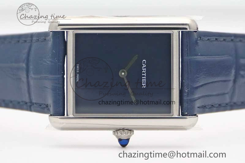 Tank Louis Ladies 25mm SS K11F 1:1 Best Edition Blue Dial on Croco Leather Strap Ronda Quartz