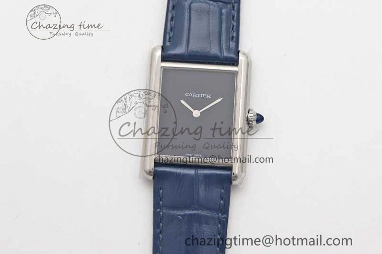 Tank Louis Ladies 25mm SS K11F 1:1 Best Edition Blue Dial on Croco Leather Strap Ronda Quartz