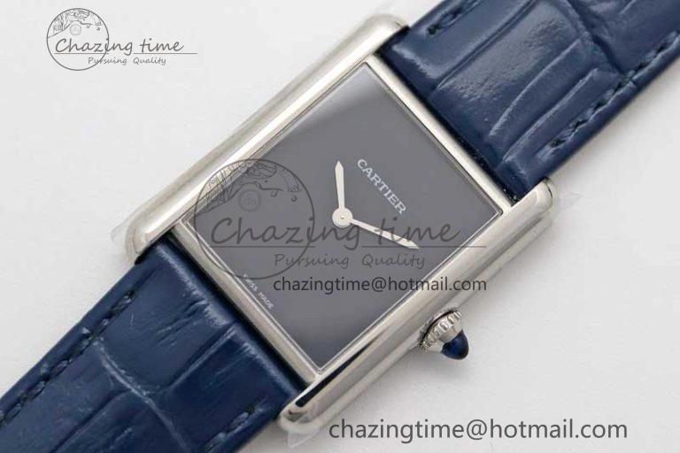 Tank Louis Ladies 25mm SS K11F 1:1 Best Edition Blue Dial on Croco Leather Strap Ronda Quartz