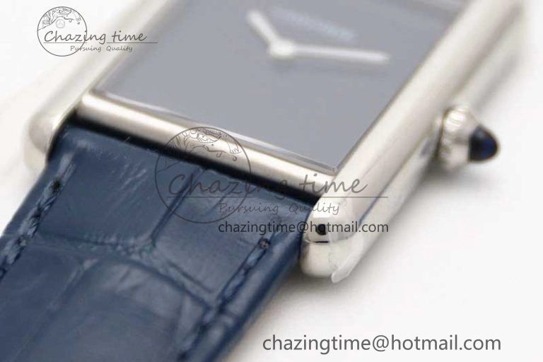 Tank Louis Ladies 25mm SS K11F 1:1 Best Edition Blue Dial on Croco Leather Strap Ronda Quartz