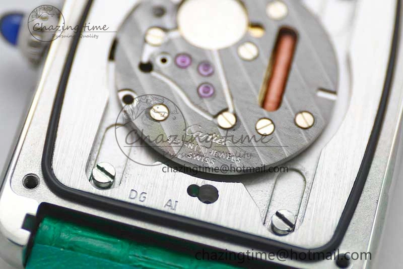 Tank Louis Ladies 25mm SS K11F 1:1 Best Edition Green Dial on Croco Leather Strap Ronda Quartz