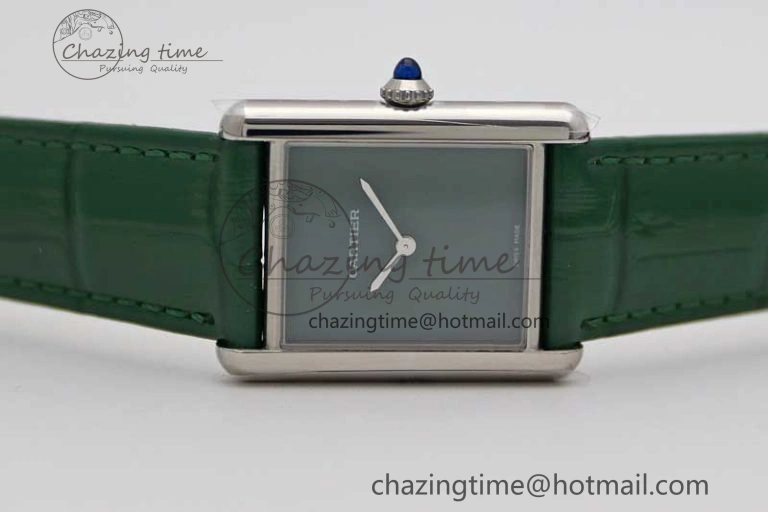 Tank Louis Ladies 25mm SS K11F 1:1 Best Edition Green Dial on Croco Leather Strap Ronda Quartz