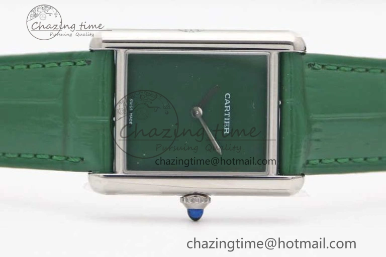 Tank Louis Ladies 25mm SS K11F 1:1 Best Edition Green Dial on Croco Leather Strap Ronda Quartz