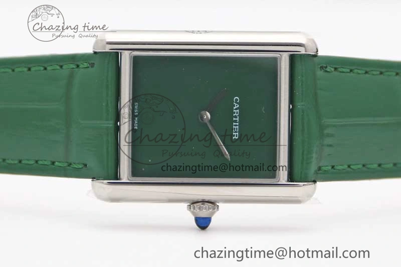 Tank Louis Ladies 25mm SS K11F 1:1 Best Edition Green Dial on Croco Leather Strap Ronda Quartz
