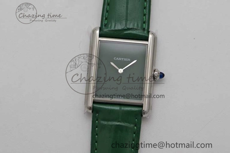 Tank Louis Ladies 25mm SS K11F 1:1 Best Edition Green Dial on Croco Leather Strap Ronda Quartz