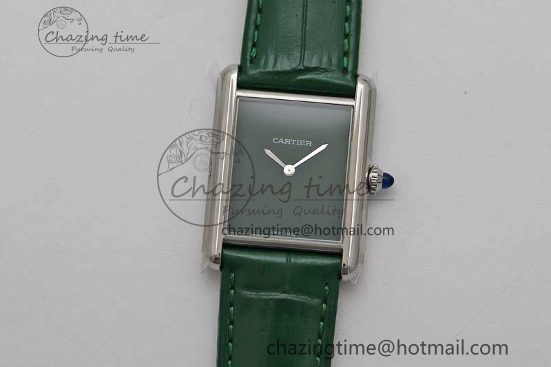 Tank Louis Ladies 25mm SS K11F 1:1 Best Edition Green Dial on Croco Leather Strap Ronda Quartz