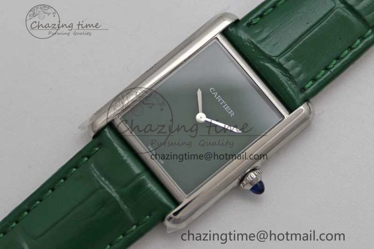 Tank Louis Ladies 25mm SS K11F 1:1 Best Edition Green Dial on Croco Leather Strap Ronda Quartz