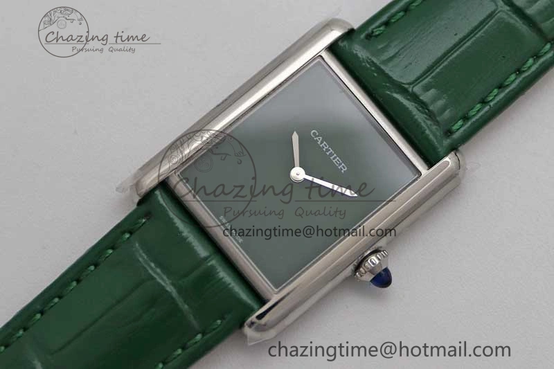 Tank Louis Ladies 25mm SS K11F 1:1 Best Edition Green Dial on Croco Leather Strap Ronda Quartz