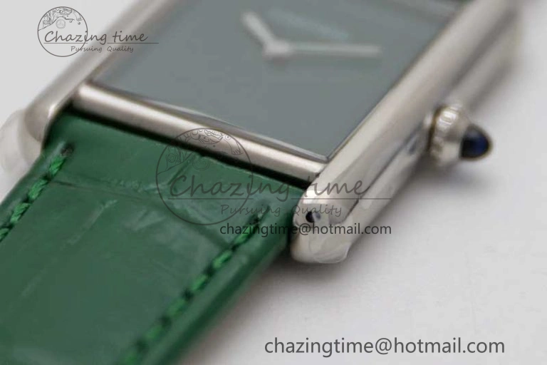 Tank Louis Ladies 25mm SS K11F 1:1 Best Edition Green Dial on Croco Leather Strap Ronda Quartz