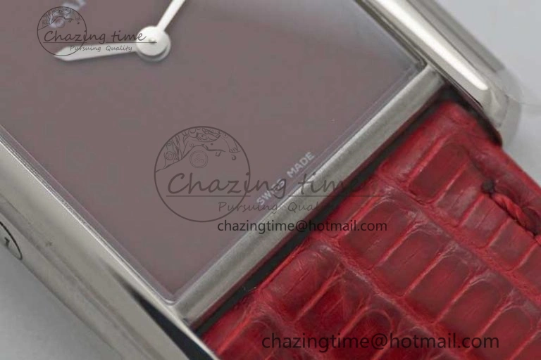 Tank Louis Ladies 25mm SS K11F 1:1 Best Edition Red Dial on Croco Leather Strap Ronda Quartz