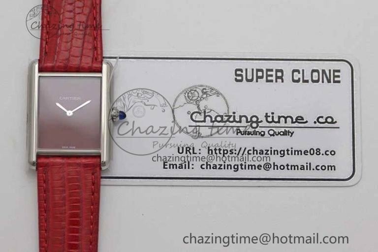 Tank Louis Ladies 25mm SS K11F 1:1 Best Edition Red Dial on Croco Leather Strap Ronda Quartz